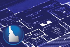 id map icon and a house floor plan blueprint