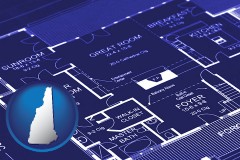 nh map icon and a house floor plan blueprint
