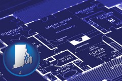 ri map icon and a house floor plan blueprint