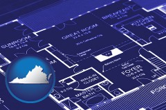 va map icon and a house floor plan blueprint