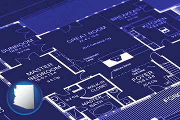 a house floor plan blueprint - with Arizona icon