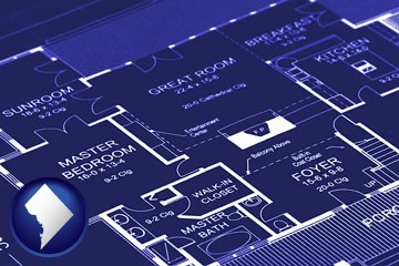 a house floor plan blueprint - with Washington, DC icon