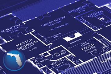 a house floor plan blueprint - with Florida icon