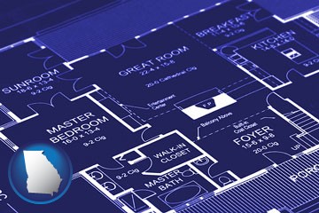 a house floor plan blueprint - with Georgia icon
