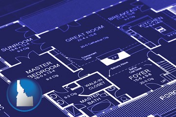 a house floor plan blueprint - with Idaho icon