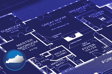 a house floor plan blueprint - with Kentucky icon