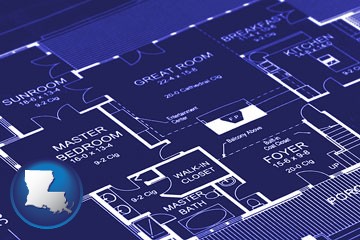 a house floor plan blueprint - with Louisiana icon