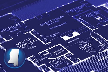 a house floor plan blueprint - with Mississippi icon