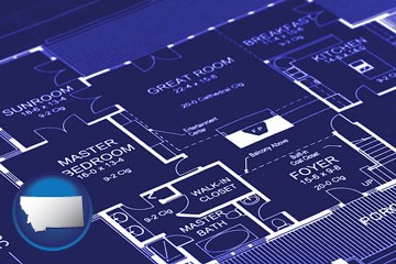 a house floor plan blueprint - with Montana icon