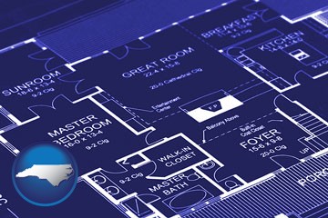 a house floor plan blueprint - with North Carolina icon