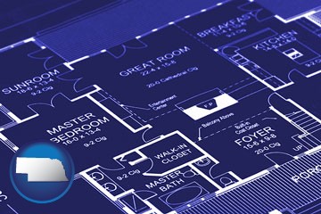 a house floor plan blueprint - with Nebraska icon