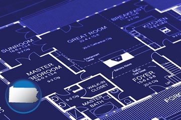a house floor plan blueprint - with Pennsylvania icon