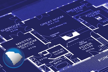 a house floor plan blueprint - with South Carolina icon