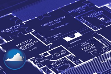 a house floor plan blueprint - with Virginia icon
