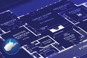 a house floor plan blueprint - with West Virginia icon